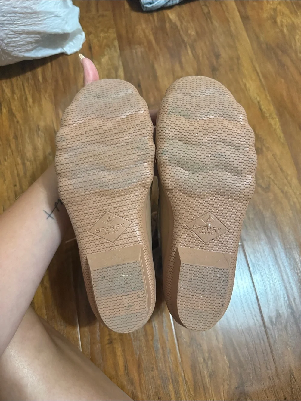 Sperry Kids Tan Plaid Duck Rain Boots